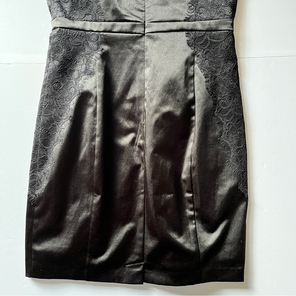 Guess Sweetheart Satin Black Cocktail Dress Eyelash Lace Overlay Evening Sz 4 - Picture 14 of 16